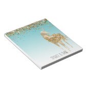 Girly Aqua Gold Confetti Glitzer Unicorn Notizblock (angewinkelt)