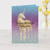 Girly Aqua Lila Mint Pink Glitzer ombre Unicorn Karte (Gelbe Blume)