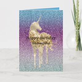 Girly Aqua Lila Mint Pink Glitzer ombre Unicorn Karte
