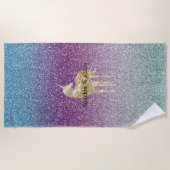Girly Aqua Lila Mint Pink Glitzer ombre Unicorn Strandtuch (Vorderseite)