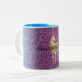 Girly Aqua Lila Mint Pink Glitzer ombre Unicorn Zweifarbige Tasse