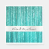 Girly Aqua Mint Glam Glitzy Tinsel Streifen Serviette (Vorderseite)