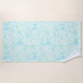 Girly Aqua Mint Wasserfarbe Weißer Leopard Strandtuch (Vorderseite)