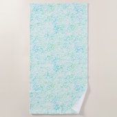 Girly Aqua Mint Wasserfarbe Weißer Leopard Strandtuch (Vorderseite)