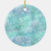 Girly Aqua Peach Gold Lila Mint Einhorn Glitzer Keramik Ornament (Hinten)