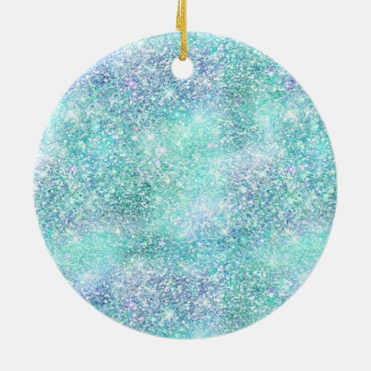 Girly Aqua Peach Gold Lila Minze Meerjungfrau Glit Keramik Ornament (Hinten)