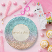 Girly Aqua Peach Gold Lila Minze Meerjungfrau Glit Pappteller (Party)