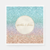 Girly Aqua Peach Gold Lila Minze Meerjungfrau Glit Serviette (Vorderseite)