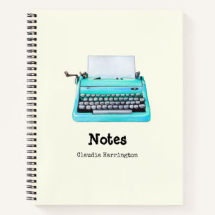 Girly Aqua Schreibwriter Retro 60er Niedlich Perso Notizblock
