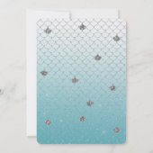 Girly Aqua Silver Glitzer Ombre Sparkle Mermaid Einladung (Rückseite)