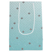 Girly Aqua Silver Glitzer Sparkle Meerjungfrau Mittlere Geschenktüte (Rückseite)