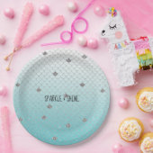 Girly Aqua Silver Glitzer Sparkle Meerjungfrau Pappteller (Party)