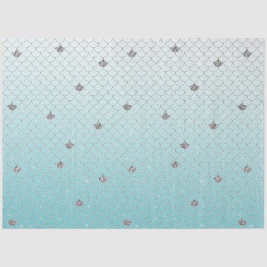 Girly Aqua Silver Glitzer Sparkle Meerjungfrau Seidenpapier (Vorderseite)