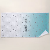 Girly Aqua Silver Glitzer Sparkle Meerjungfrau Strandtuch (Vorderseite)