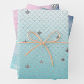 Girly Aqua Silver Glitzer Sparkone Geschenkpapier Set (Beispiel)