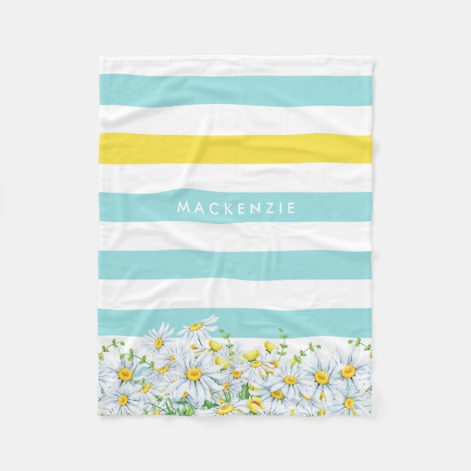 Girly Aqua Streifen mit gelben Milchsorten und Nam Fleecedecke (Vorderseite)