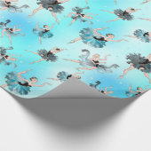 Girly Aqua Tutu Ballerina mit Aqua Hintergrund Geschenkpapier (Ecke)