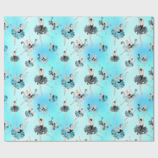 Girly Aqua Tutu Ballerina mit Aqua Hintergrund Geschenkpapier (Flach)