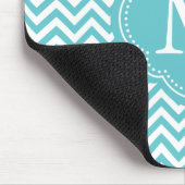 Girly Aqua-weißes Zickzack Streifen-Monogramm Mousepad (Ecke)