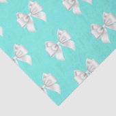 Girly Aquamarin Aqua Blue Tiffany Thema White Bow Seidenpapier (Ausschnitt)