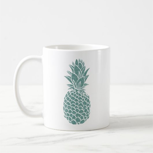 Girly Aquamarin Glitzer Ananas Sparkle Kaffeetasse (Links)