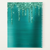 Girly Aquamarin Glitzer Brushed Metal 2024 Planer (Rückseite)