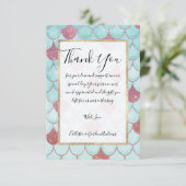 Girly Aquamarin Pink Glitzer Wasserfarbe Meerjungf Dankeskarte (Stehend Vorderseite)