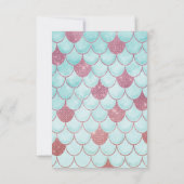 Girly Aquamarin Pink Glitzer Wasserfarbe Meerjungf Dankeskarte (Rückseite)