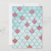 Girly Aquamarin Pink Glitzer Wasserfarbe Meerjungf Einladung (Rückseite)