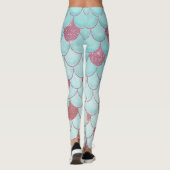 Girly Aquamarin Pink Glitzer Wasserfarbe Meerjungf Leggings (Rückseite)