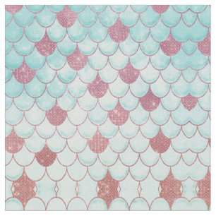 Girly Aquamarin Pink Glitzer Wasserfarbe Meerjungf Stoff