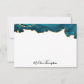 Girly Aquamarin Velvet Agate Geode Script Typograf Mitteilungskarte (Vorderseite)