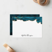 Girly Aquamarin Velvet Agate Geode Script Typograf Mitteilungskarte (Vorderseite/Rückseite Beispiel)