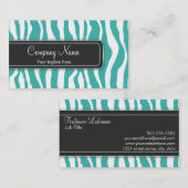 Girly aquamarine Zebra-Druck-Geschäfts-Karte Visitenkarte (Vorne/Hinten)