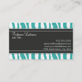 Girly aquamarine Zebra-Druck-Geschäfts-Karte Visitenkarte (Rückseite)