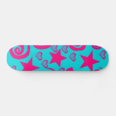Girly aquamarines blaues heißes Rosa hat Skateboard (Horizontal)