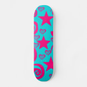 Girly aquamarines blaues heißes Rosa hat Skateboard (Vorderseite)
