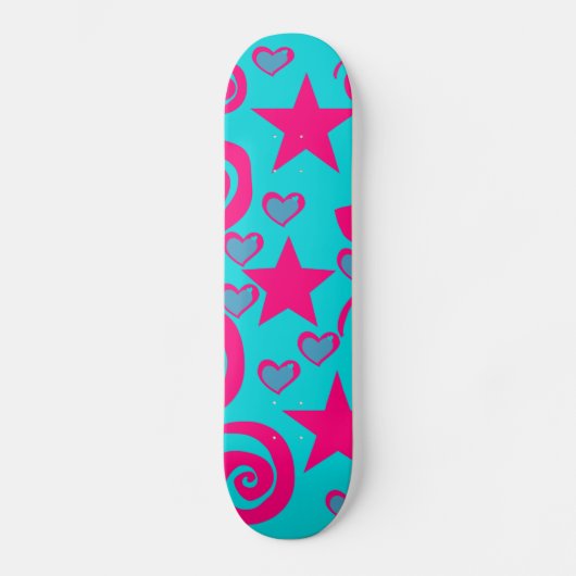 Girly aquamarines blaues heißes Rosa hat Skateboard (Vorderseite)