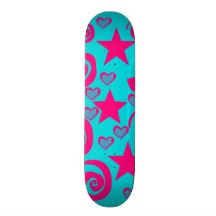 Girly aquamarines blaues heißes Rosa hat Skateboard