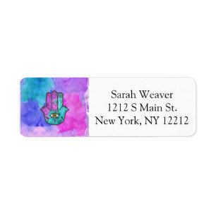 Girly Aquarell-Blumendruck Hamsa Hand von Fatima