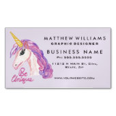 Girly Aquarell-Einhörner sind einzigartige Magnetische Visitenkarte (Vorderseite)
