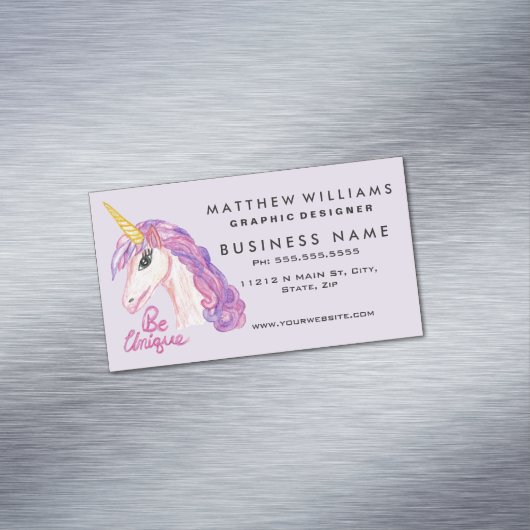 Girly Aquarell-Einhörner sind einzigartige Magnetische Visitenkarte (Beispiel)