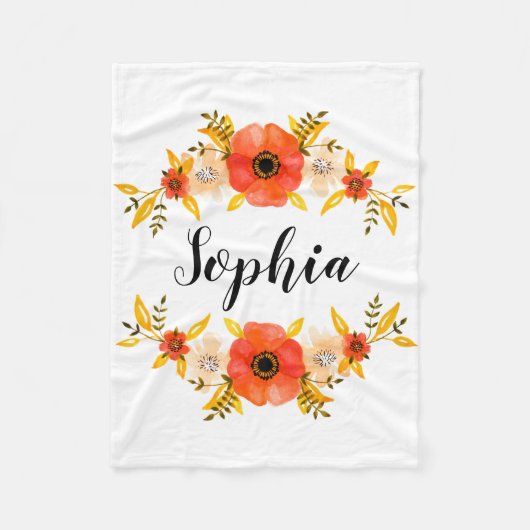 Girly Aquarell-korallenroter Fleecedecke (Vorderseite)