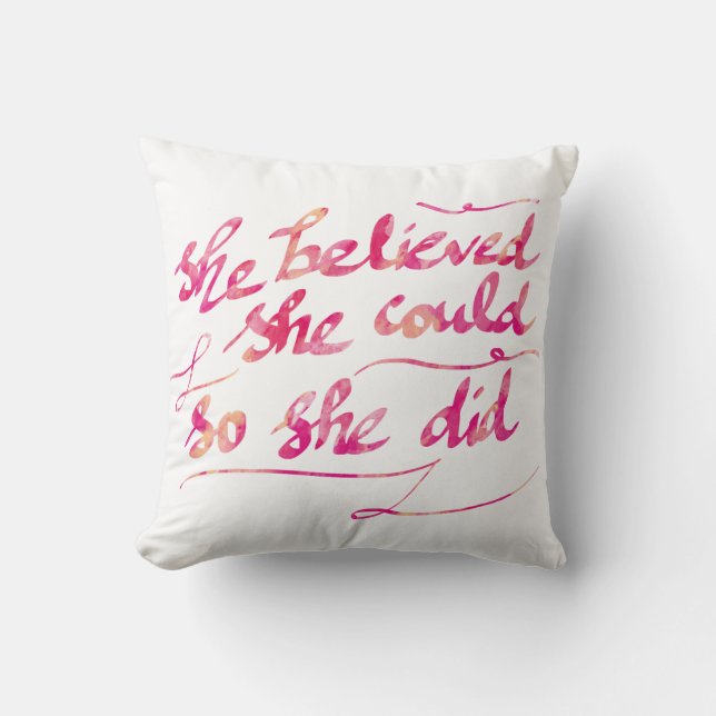 Girly Aquarell-Rosa Script sie Typografie Kissen (Vorderseite)