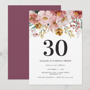 Girly Aquarellblume 30. Geburtstag lila Chic