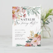 Girly Aquarellblume 30. Geburtstag pink blau (Stehend Vorderseite)