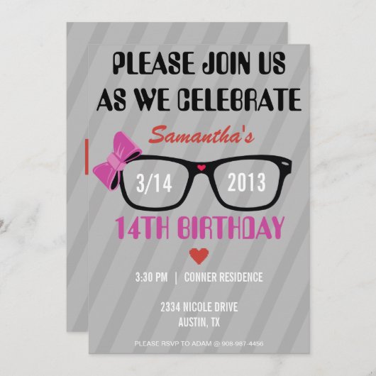 Girly Aussenseiter-Glas-u. Einladung (Vorne/Hinten)