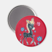 Girly-Baby-Donkey mit Blume Magnet (Vorderseite/Rückseite)