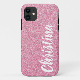 Girly Baby Pink Glitzer Name Personalisiert Case-Mate iPhone Hülle