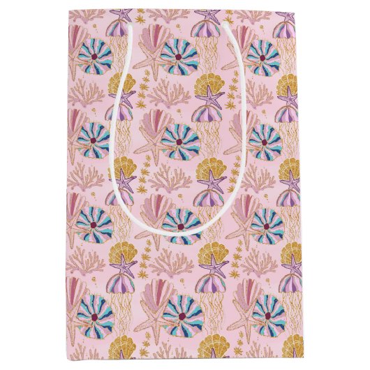 Girly Baby Pink unter der Glitterie Mittlere Geschenktüte (Vorderseite)